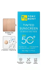 Tony Mony Tinted Sunscreen SPF 50+ PA++++ with 3% Niacinamide and 2% Hyaluronic Acid - Available at AfnoBazar Nepal