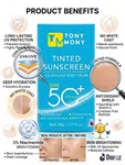 Tony Mony Tinted Sunscreen SPF 50+ PA++++ with 3% Niacinamide and 2% Hyaluronic Acid - Available at AfnoBazar Nepal