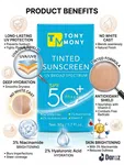 Tony Mony Tinted Sunscreen SPF 50+ PA++++ with 3% Niacinamide and 2% Hyaluronic Acid - Available at AfnoBazar Nepal