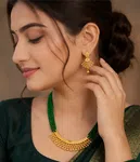 Green Pote Mala with Gold Plated Pendant, Handmade Nepali Green Beads Necklace - Available at AfnoBazar Nepal