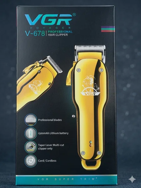VGR V-678 Professional Cordless Hair Clipper with 1500mAh Battery - Available at AfnoBazar Nepal