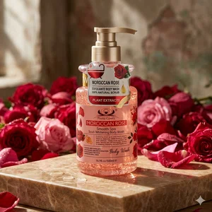 Pretty Cowry Moroccan Rose Spa Scrub Body Wash, 500ml - Available at AfnoBazar Nepal
