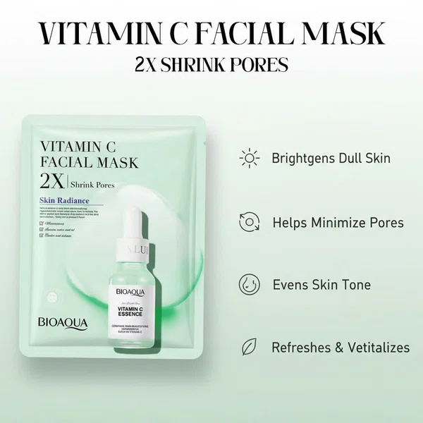 Vitamin C Hydrating Facial Sheet Masks, Pack of 5 - Available at AfnoBazar Nepal