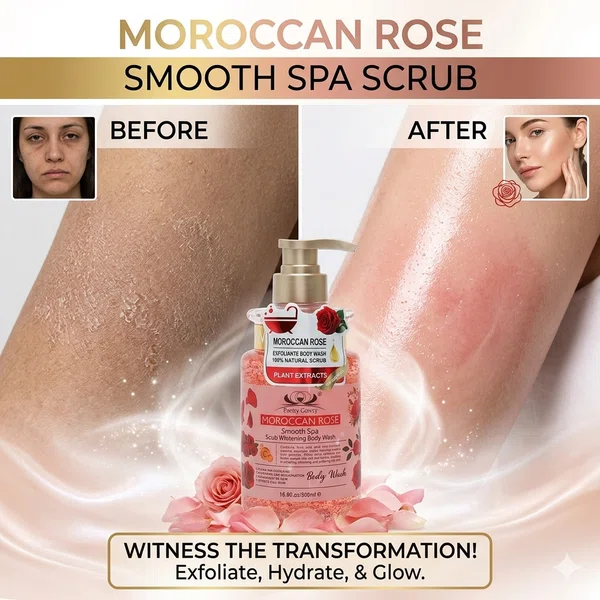 Pretty Cowry Moroccan Rose Spa Scrub Body Wash, 500ml - Available at AfnoBazar Nepal