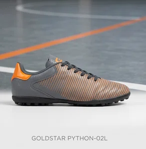 Goldstar PYTHON-02L Grey/Orange Men's Futsal Shoes - Available at AfnoBazar Nepal