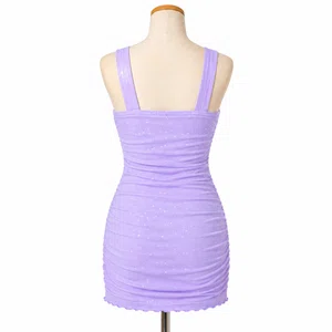 Women's Lavender Glitter Ruched Mini Dress - Available at AfnoBazar Nepal