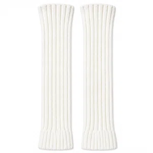 White Ribbed Knit Arm Warmers, 1 Pair - Available at AfnoBazar Nepal