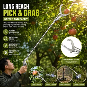 Stainless Steel Long-Handle Snake Tongs and Multi-Purpose Grabber