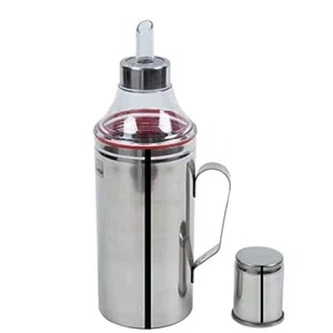 Stainless Steel Oil Dispenser with Measured Pour Spout and Level Window - Available at AfnoBazar Nepal