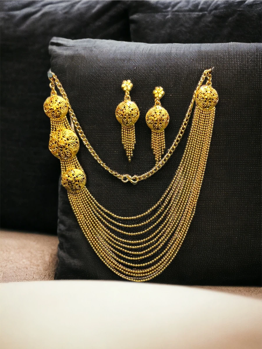 Beautiful Gold Plated Necklace Set For Beautiful Women - Available at AfnoBazar Nepal