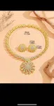 Trends 3pcs/set Women's Golden Wheat Tassel Pendant Circle Necklace And Earrings, Perfect For Wedding Gift - Available at AfnoBazar Nepal
