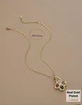 1pc Stainless Steel Five-Color Cubic Zirconia Necklace - Available at AfnoBazar Nepal