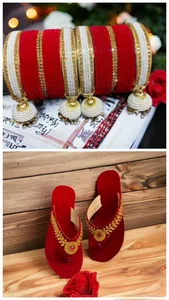 Traditional Red  Chura and Earring Set - Handcrafted Beauty - Available at AfnoBazar Nepal