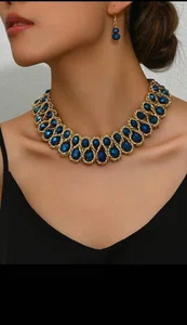 [Luxury Minimalist Style] Handmade Artificial Crystal Necklace Set For Women, Classic Fashion Jewelry For Birthday Party, Date, Beach, Vacation & Multipurpose Accessories - Available at AfnoBazar Nepal