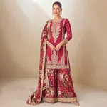 Designer Real Chinon Floral Plazzo Suit Set - Available at AfnoBazar Nepal