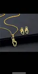 3pcs/Set European And American Style Minimalist Stainless Steel Finger Heart Earrings Pendant Necklace For Women's Daily Wear Valentines,Mom,Mother,Mother's Day,Gift - Available at AfnoBazar Nepal