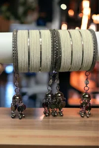Beautiful Oxidise Jumar Bangles With Plain White Velvet - Available at AfnoBazar Nepal