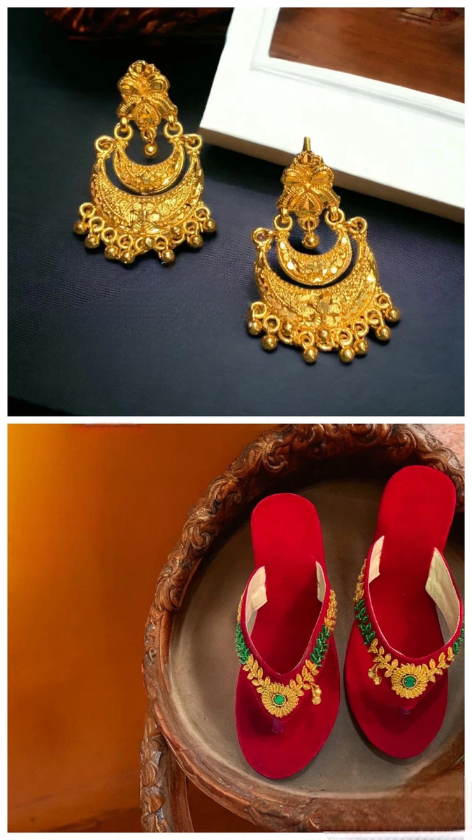 Velvet Chatti And Gold Plated Earrings Combo Deal For Beautiful Women - Available at AfnoBazar Nepal