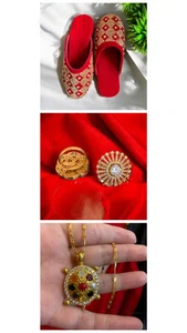 Indulge in Cozy Elegance: Handmade Red Velvet Slipper with Gold-Plated Accents - Available at AfnoBazar Nepal
