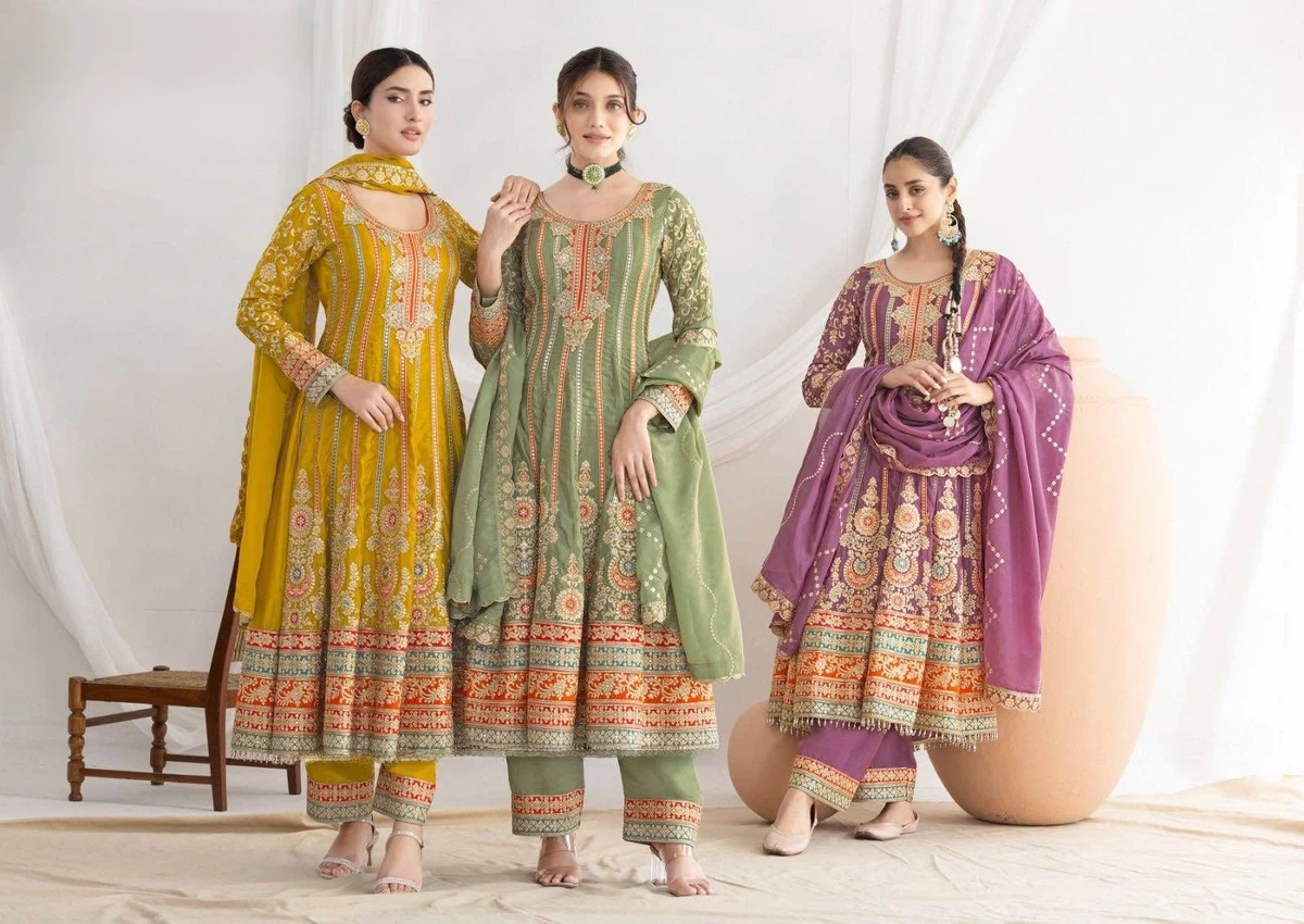 Designer Dabka Dori & Resham Work Anarkali Set - Available at AfnoBazar Nepal