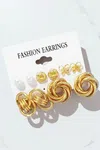 5-6 Pairs Of Gold Plated Earrings Set For Women - Available at AfnoBazar Nepal