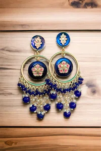 Meenakari Kundan Stone Painted Earrings - Available at AfnoBazar Nepal