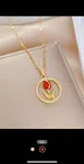 1pc Fashionable And Minimalist Rose & Tulip Round Pendant Stainless Steel Luxury And Elegant Collarbone Necklace For Women Valentines,Mom,Mother,Mother's Day,Gift - Available at AfnoBazar Nepal