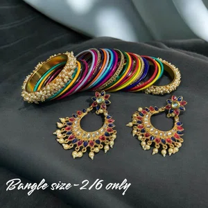 Beautiful Multicolour Fashion Bangles And Earrings Combo Offer - Available at AfnoBazar Nepal
