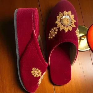 Beautiful Handcrafted Velvet Slipper For women - Available at AfnoBazar Nepal