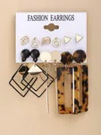17KM 6pairs Tortoiseshell Geometric Earrings - Available at AfnoBazar Nepal