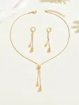 3 Pieces Set Gold Tone Pendant Set For Women - Available at AfnoBazar Nepal