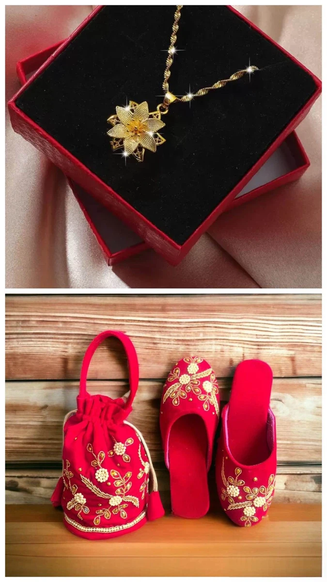 Golden Accents: Elegant Necklace & Festive Embroidered Set - Available at AfnoBazar Nepal