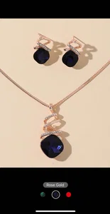 1pc Stylish & Elegant Geometric Crystal Necklace With 1 Pair Of Earrings Jewelry Set, Suitable For Women Daily Wear, Gift For Friends - Available at AfnoBazar Nepal