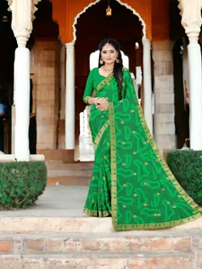 CAS Green Special Chiffon Saree - Available at AfnoBazar Nepal