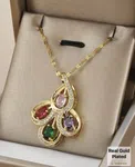 1pc Stainless Steel Five-Color Cubic Zirconia Necklace - Available at AfnoBazar Nepal