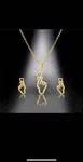 3pcs/Set European And American Style Minimalist Stainless Steel Finger Heart Earrings Pendant Necklace For Women's Daily Wear Valentines,Mom,Mother,Mother's Day,Gift - Available at AfnoBazar Nepal