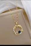 Gorgeous Starry Sky Planet Round Dolphin Copper Inlaid Cubic Zirconia Pendant Necklace Jewelry Fashion Ladies Charm Party Decoration Accessory Elegant Stainless Steel Chain - Available at AfnoBazar Nepal