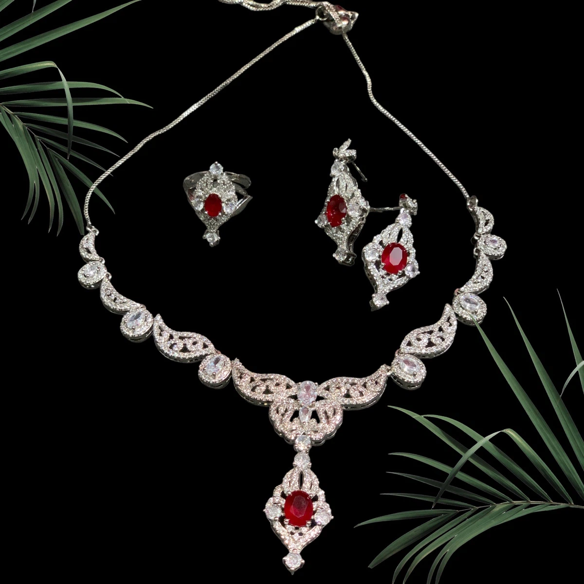 Beautifully Designed American Diamond Set - Available at AfnoBazar Nepal