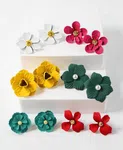 6pairs/Set Flower Decor Stud Earrings Valentines,Mom,Mother,Mother's Day,Gift - Available at AfnoBazar Nepal