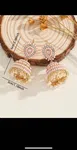 1 Pair Fashionable Earrings - Elegant Luxurious Cubic Zirconia And Faux Pearl Embellished Teardrop Shaped Gold Color Tassel Earrings, Bohemian Style Jewelry Suitable For Women's Daily Wear, Festivals, Weddings And Parties/Jewelry Gifts - Available at AfnoBazar Nepal