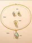 4 Pieces Green Water Drop Pendant Set For Women - Available at AfnoBazar Nepal