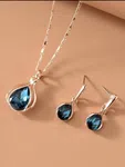 Rhinestone Water-drop Pendant Necklace & Drop Earrings - Available at AfnoBazar Nepal