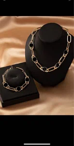 1pc Drip Oil Hollow Out Planet Pendant Necklace And 1pc Planet Pendant Chain Bracelet Set, European And American Style Fashionable Women's Necklace And Bracelet Set - Available at AfnoBazar Nepal