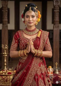 Exquisite Red Potey Bridal Set - Available at AfnoBazar Nepal