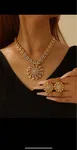 Trends 3pcs/set Women's Golden Wheat Tassel Pendant Circle Necklace And Earrings, Perfect For Wedding Gift - Available at AfnoBazar Nepal