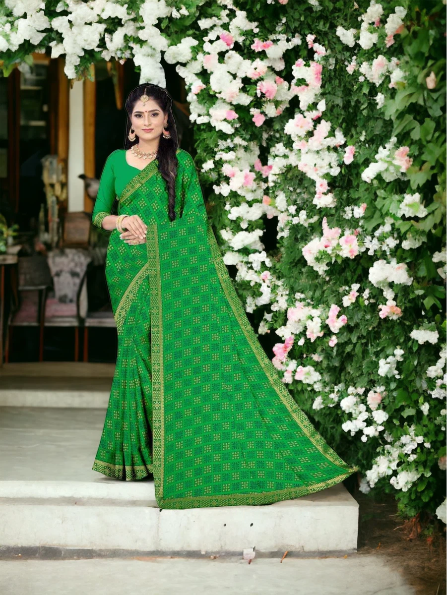 Green Special Chiffon Saree by CAS - Available at AfnoBazar Nepal