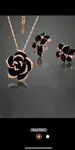 3pcs Fashionable Black Rose Shaped Earring & Necklace Set For Women Wedding Accessories, Party - Available at AfnoBazar Nepal