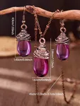 Purple Tear Drop Resin Pendant Set For Women - Available at AfnoBazar Nepal