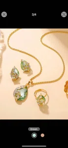 4 Pieces Green Water Drop Pendant Set For Women - Available at AfnoBazar Nepal