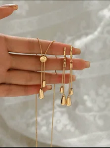 3 Pieces Set Gold Tone Pendant Set For Women - Available at AfnoBazar Nepal